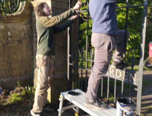 Work to renovate the gates at Arden Hall